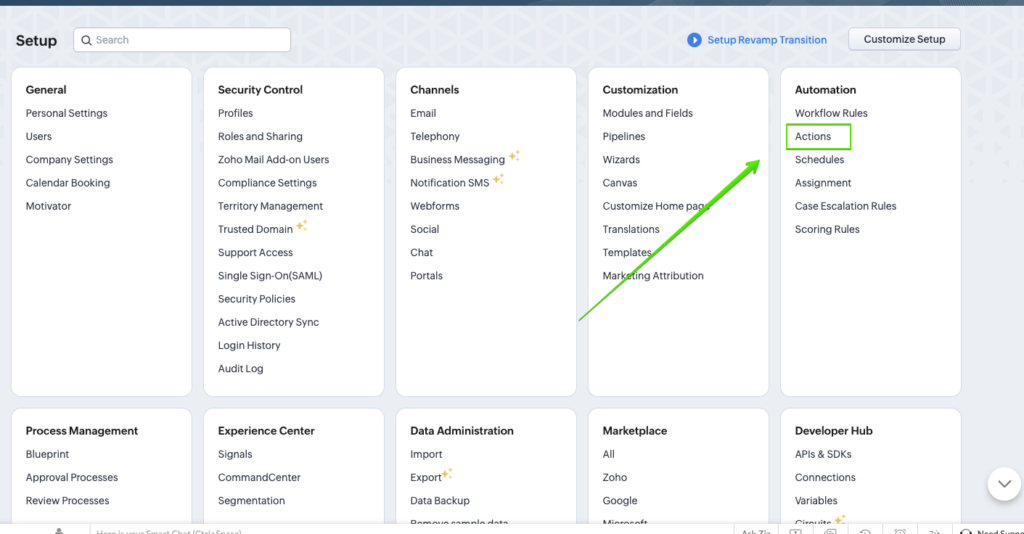 How to Set Up a Telegram Bot for Lead Notifications 4 Setup Page Zoho CRM 2024 01 26 17 50 01
