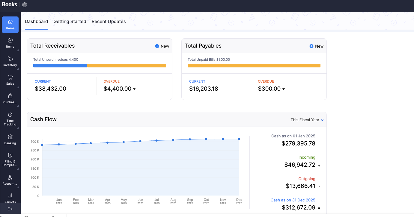 Zoho Books Screenshot