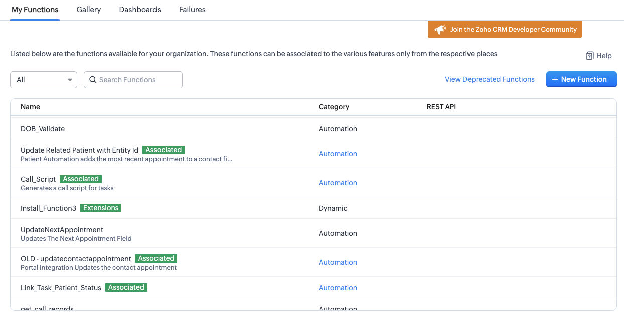 Zoho CRM Functions